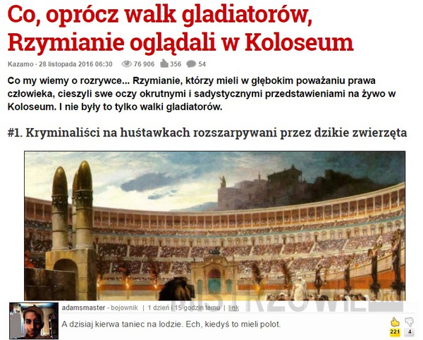 Co, oprócz walk gladiatorów, Rzymianie oglądali w Koloseum –  