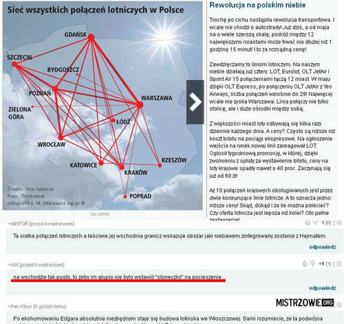 Sieć połączeń lotniczych w Polsce
