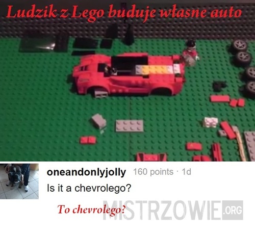 Ludzik z Lego buduje własne auto
