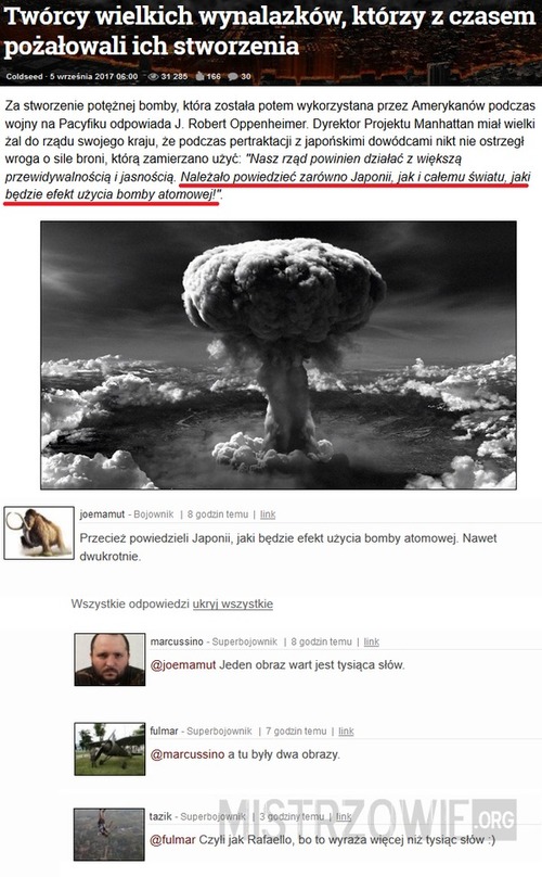 Efekty użycia bomby atomowej