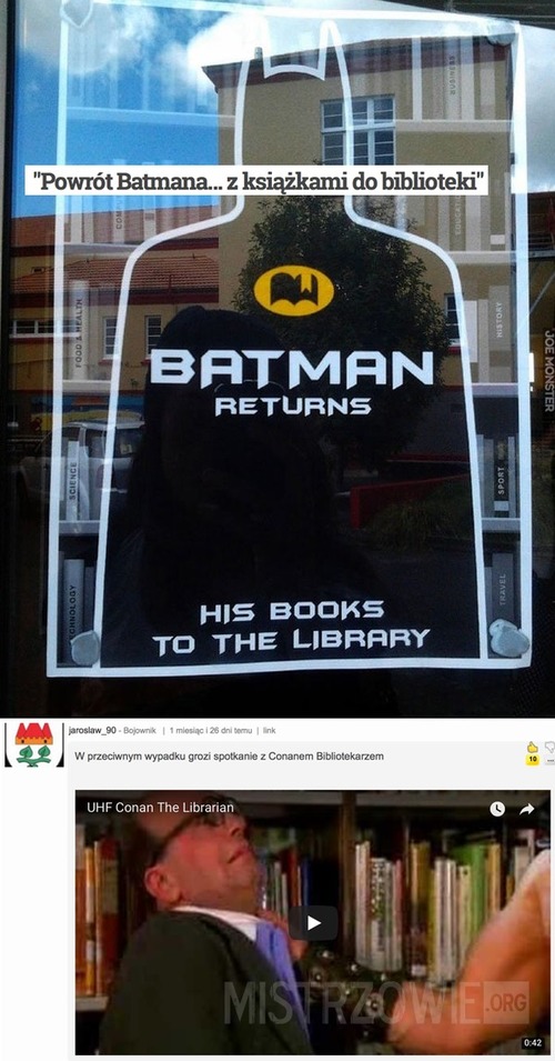 "Powrót Batmana... z książkami do biblioteki"