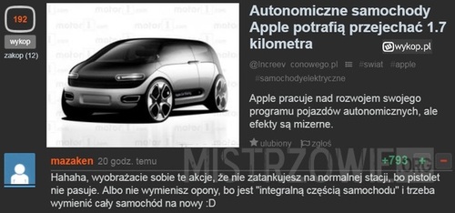 Autonomiczne samochody Apple