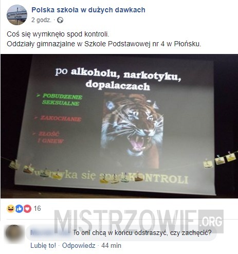 Typowa kampania antyużywkowa w polskiej szkole
