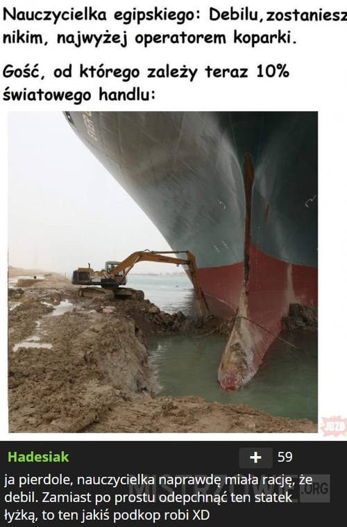 Kanał Sueski zablokowany przez statek