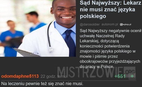Lekarz nie musi znać języka polskiego